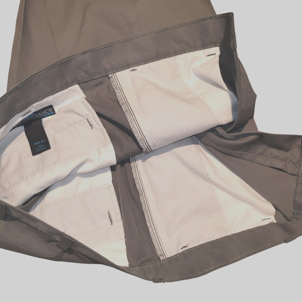 Roundtree & Yorke 38x29 Performance Pants‎ Dark Gray Flat Front Straight Leg - Picture 6 of 9